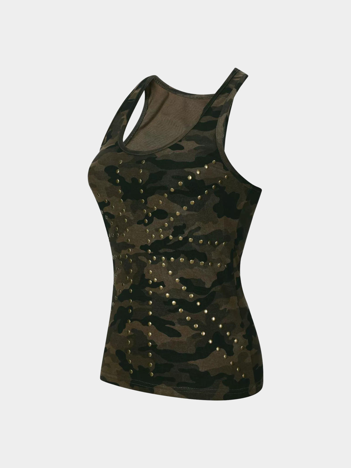FoxTank – Damen-Trägertop mit Camo-Muster und Nieten