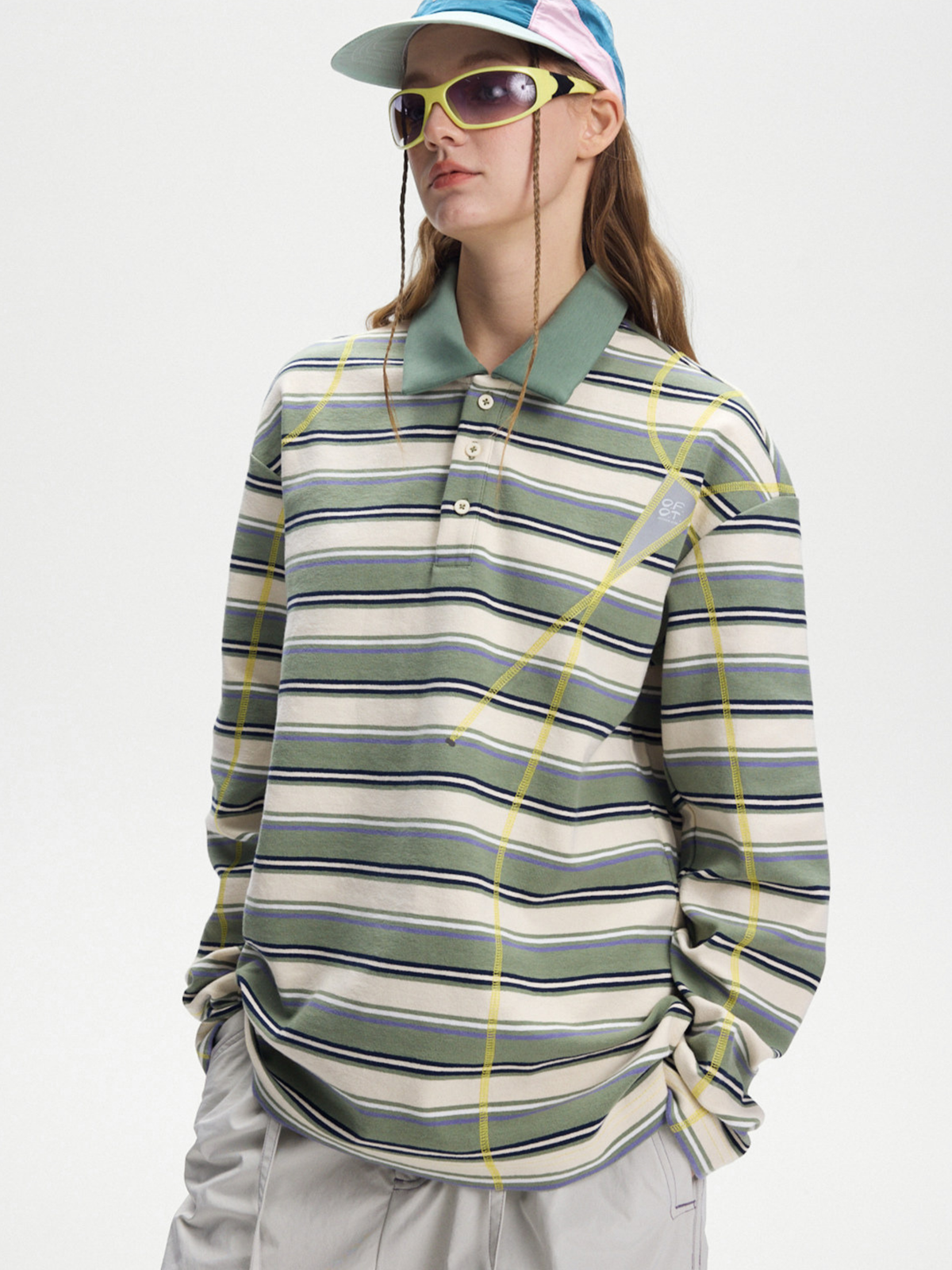 Staple – Langärmeliges, gestreiftes Damen-Poloshirt mit UPF50+ Schutz