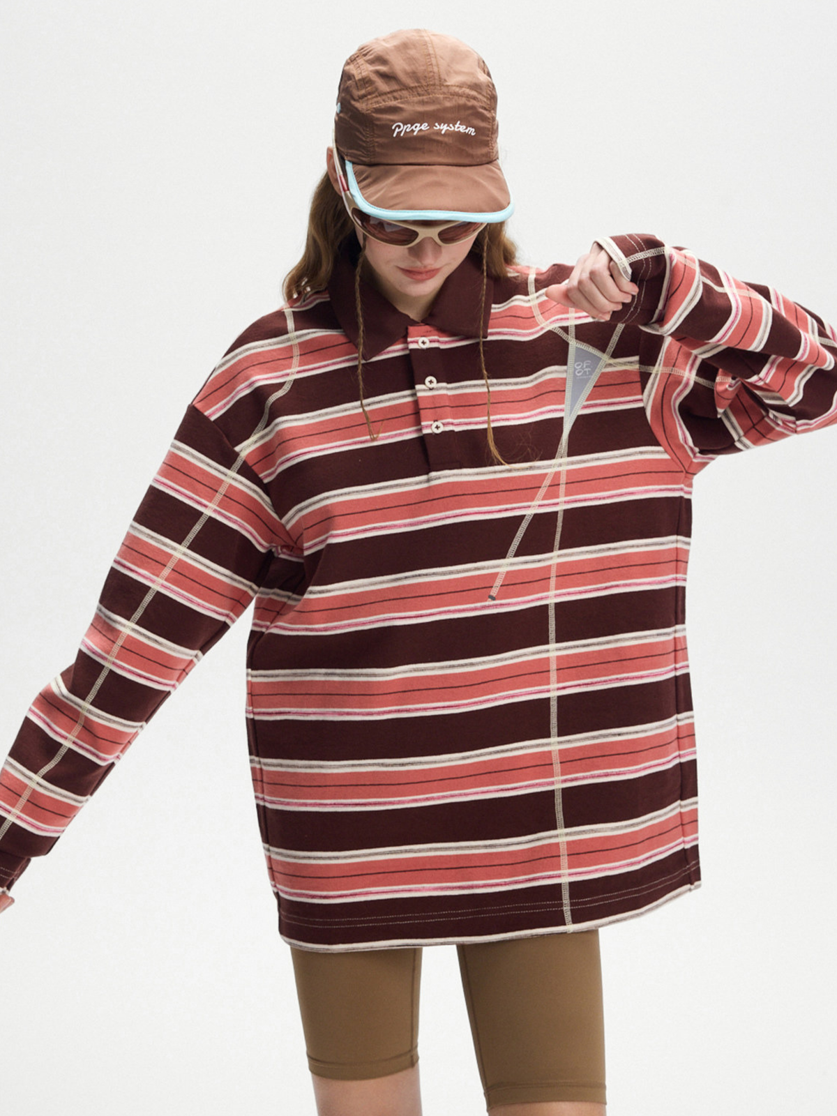 Staple – Langärmeliges, gestreiftes Damen-Poloshirt mit UPF50+ Schutz