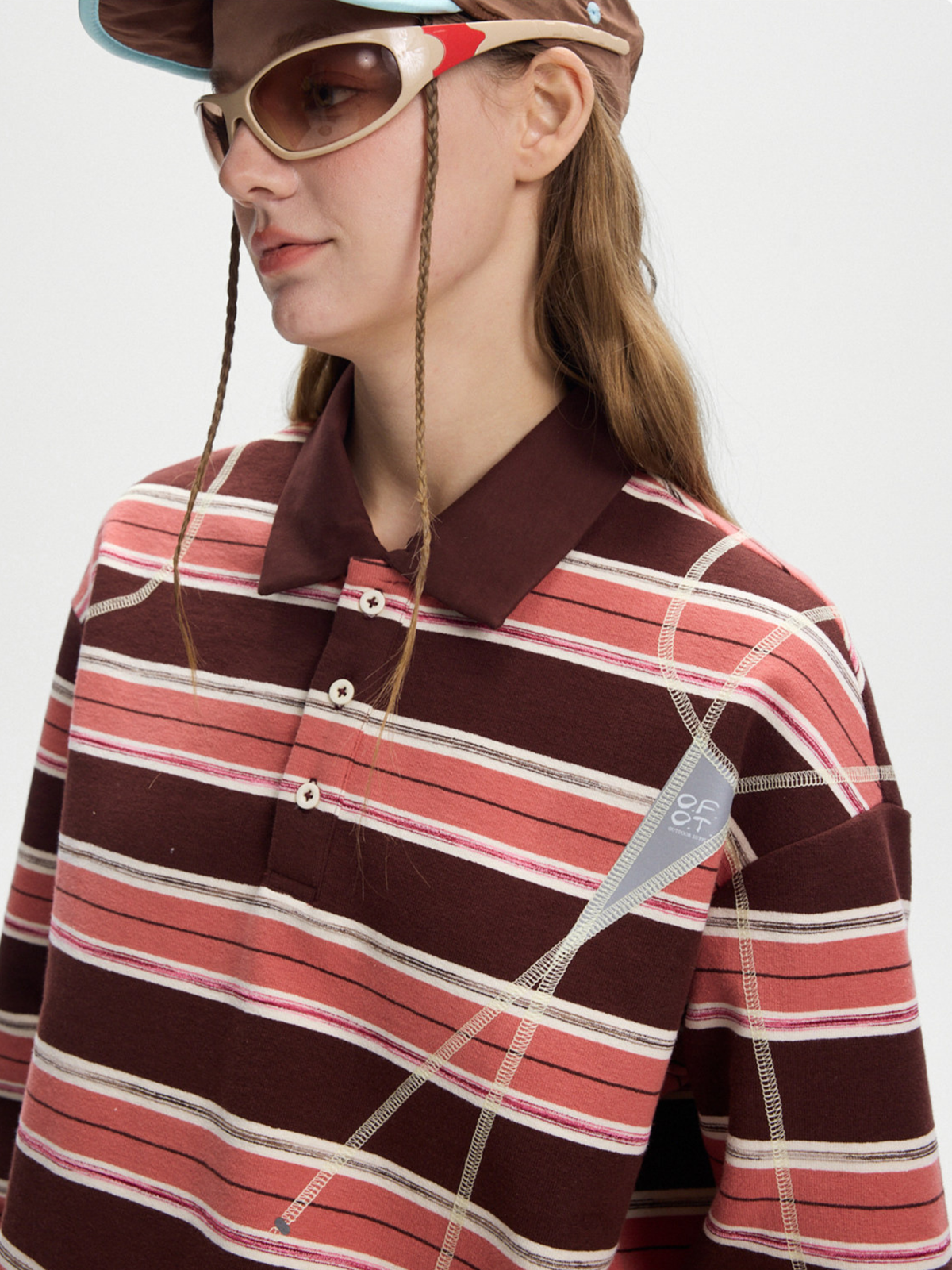 Staple – Langärmeliges, gestreiftes Damen-Poloshirt mit UPF50+ Schutz