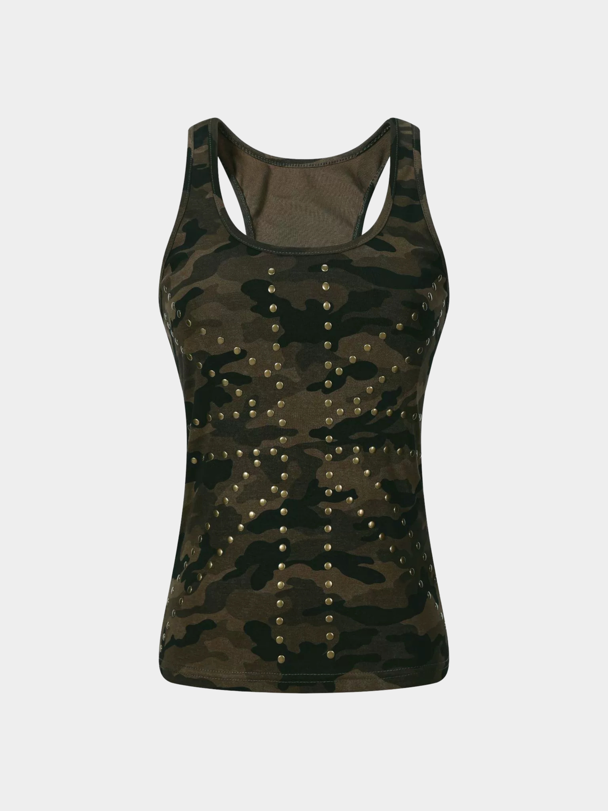 FoxTank – Damen-Trägertop mit Camo-Muster und Nieten