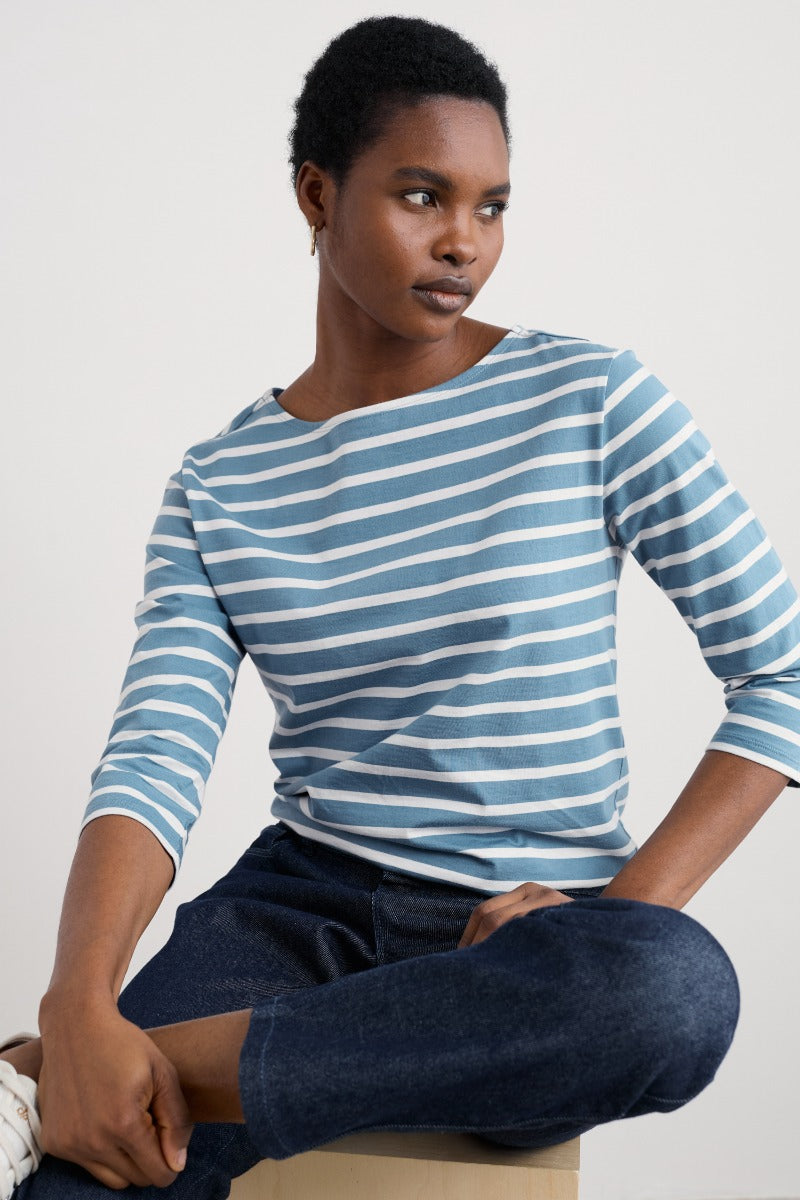 Sailor 3/4 Sleeve Top in GOTS-Certified Organic Cotton Jersey