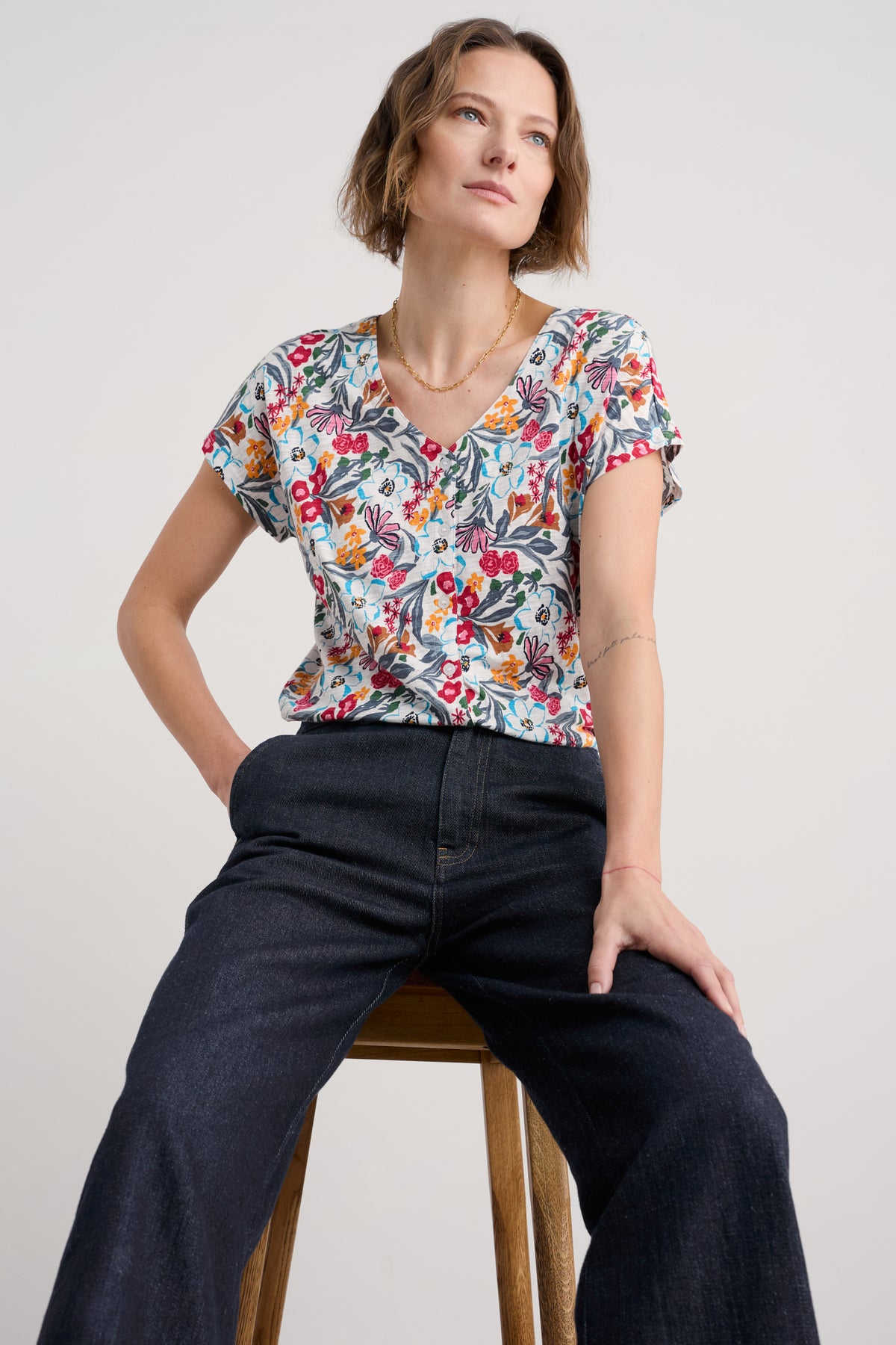 Studio Glass V-Ausschnitt Jersey-Top