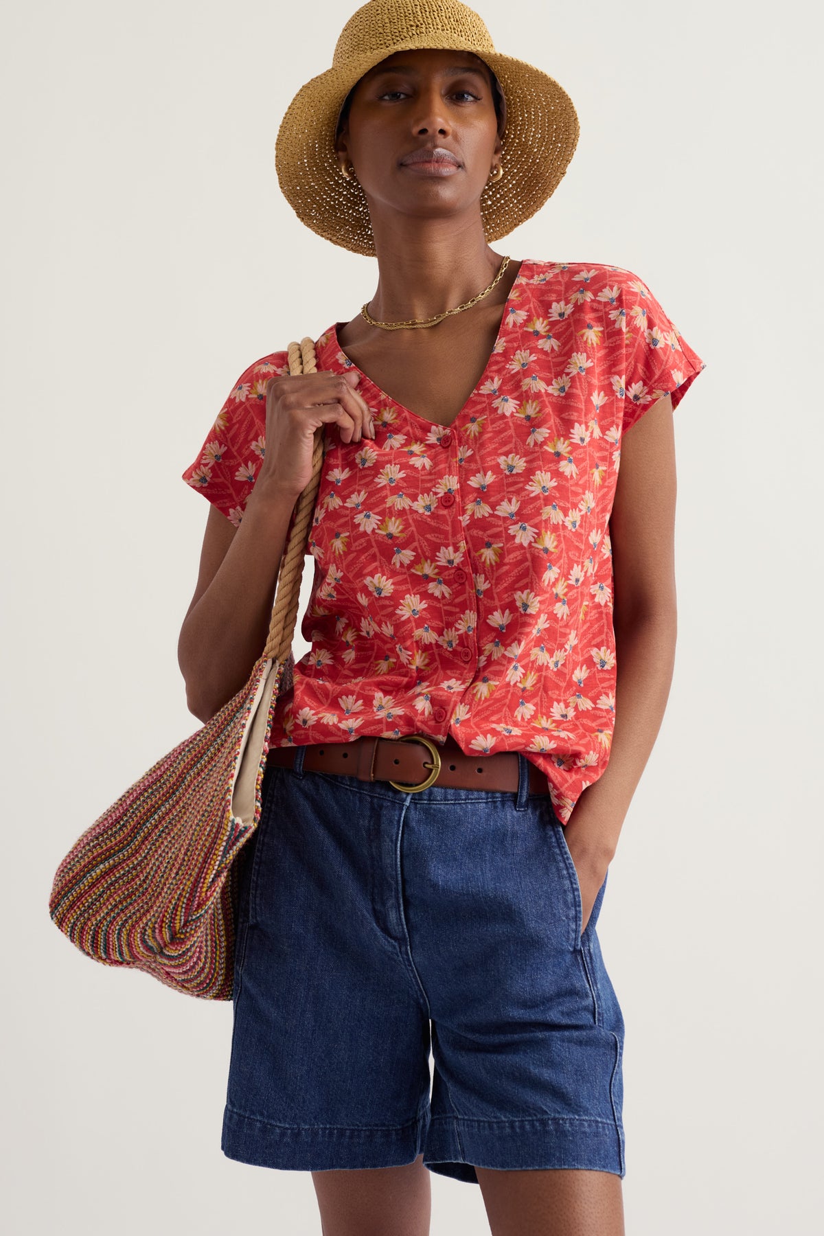 Studio Glass V-Ausschnitt Jersey-Top