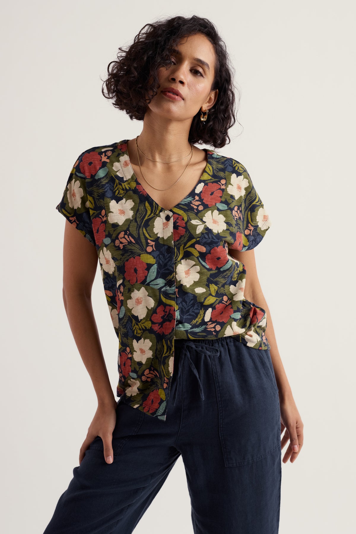 Studio Glass V-Ausschnitt Jersey-Top