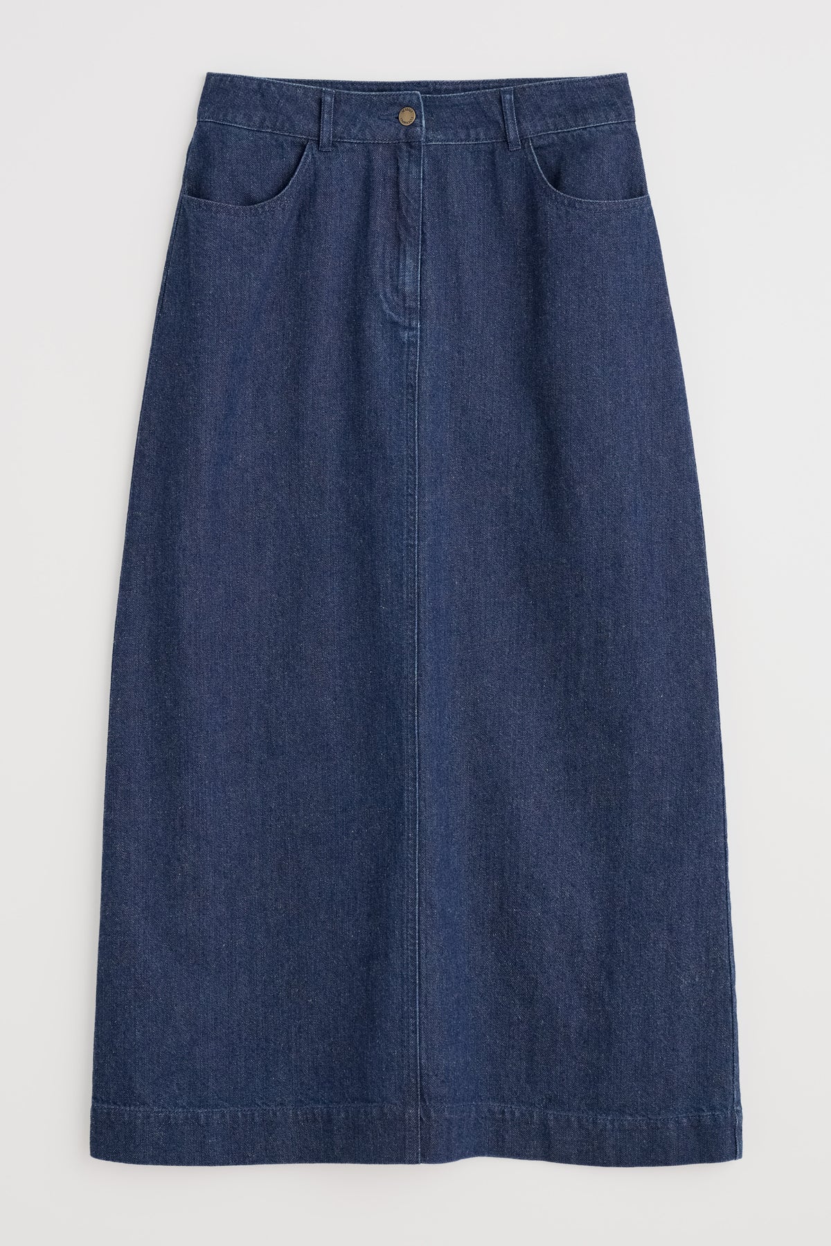 Midirock aus Denim mit Obst-Print