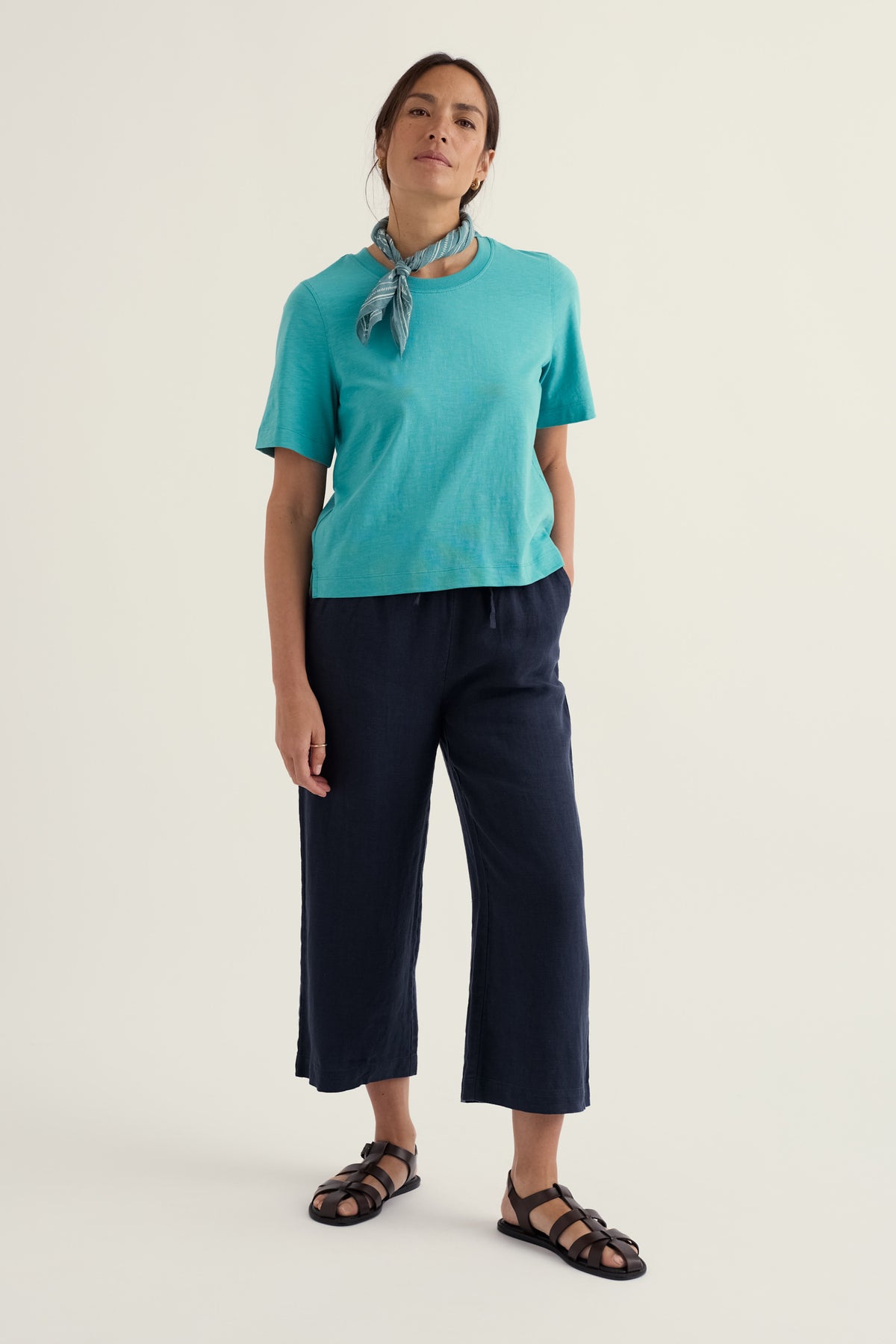 Tide Flow Leinen-Culottes mit weitem Bein