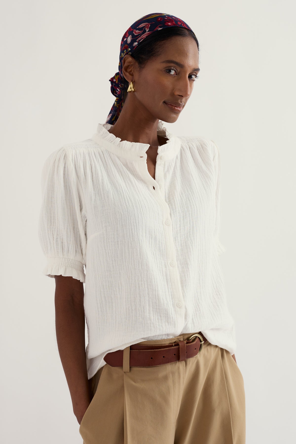 Shore Path Frilled Shirt in GOTS Organic Cotton