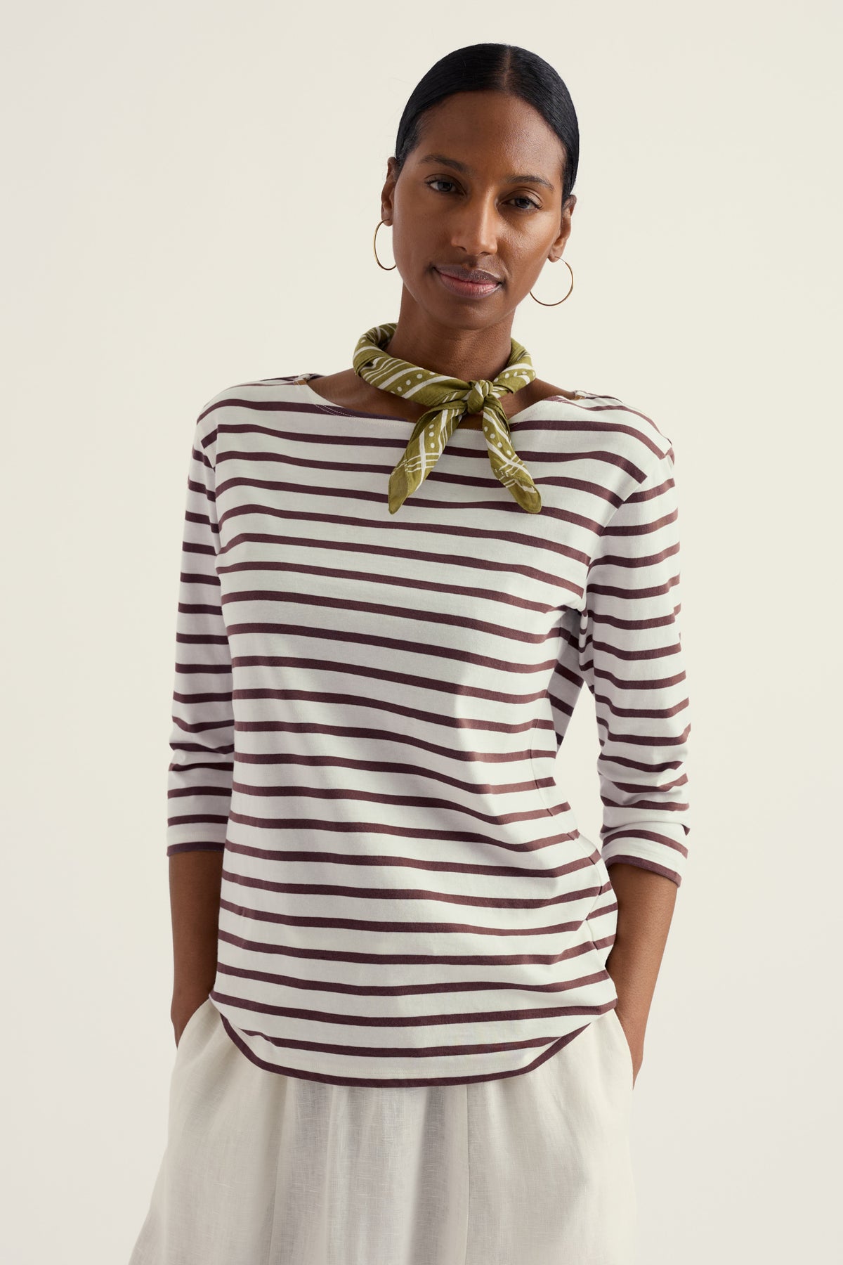 Sailor 3/4 Sleeve Top in GOTS-Certified Organic Cotton Jersey