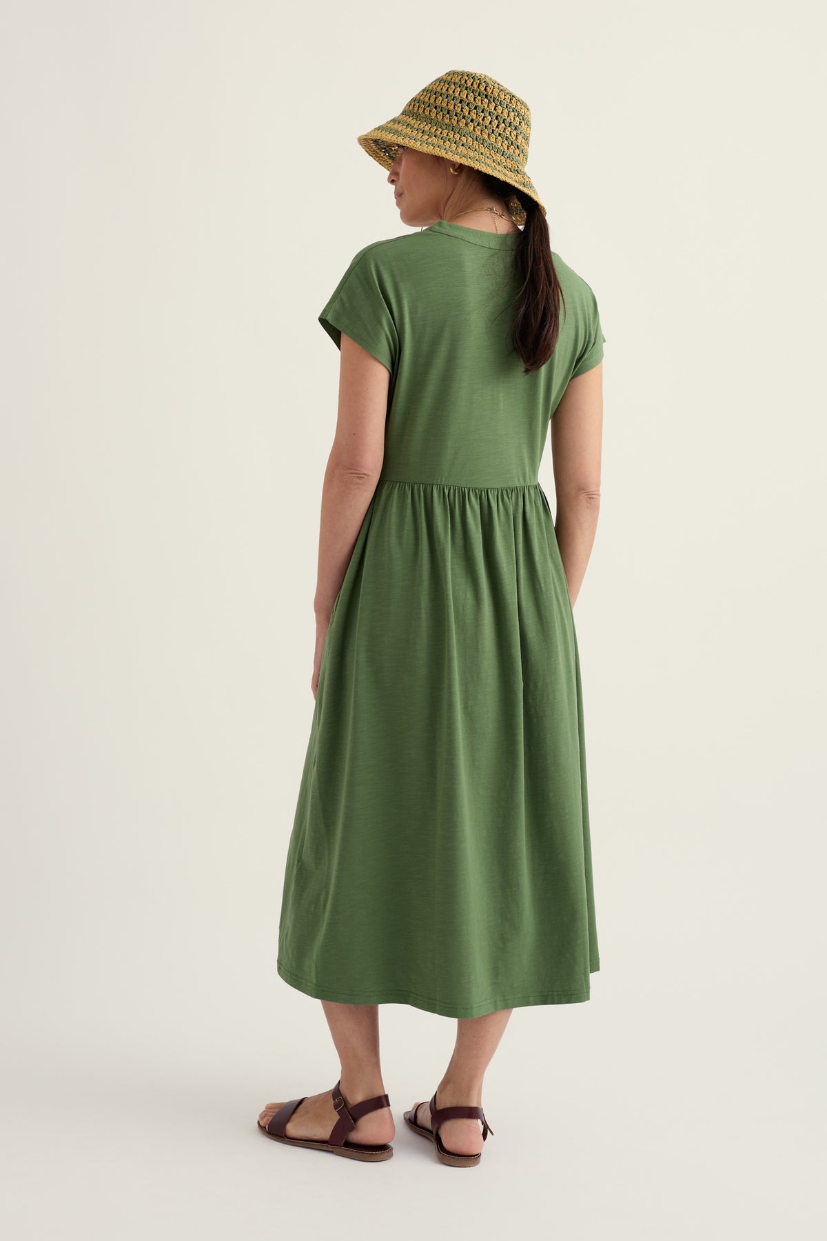 Zinnia kurzärmeliges Midi-Jerseykleid