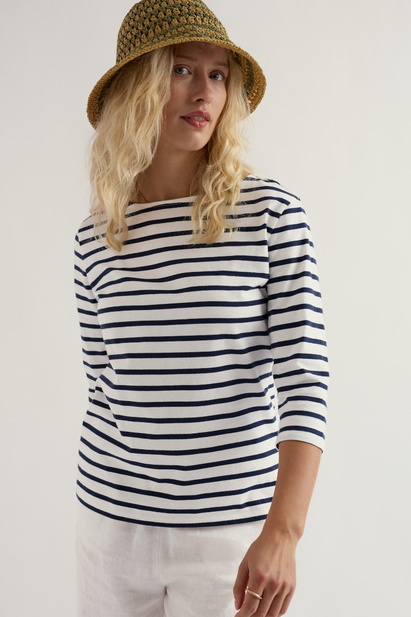Sailor 3/4 Sleeve Top in GOTS-Certified Organic Cotton Jersey